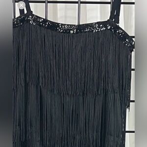 VINTAGE Black FringeTop with Sequin Detail. Perfect holiday top!